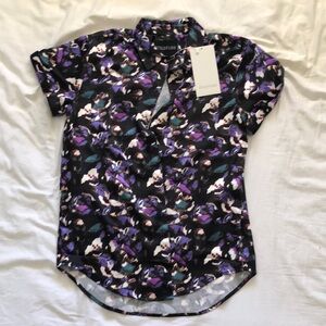 Wildfang Empower Short Sleeve Satin Shirt Size Small